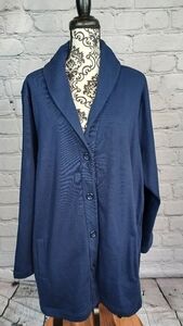 Denim & Co women's long sleeve stretch knit button front jacket sz 3x pockets b5
